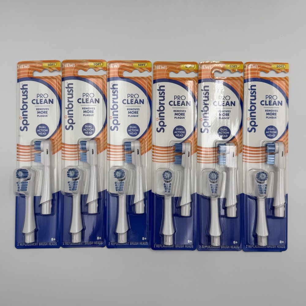 (6) Spinbrush Pro Clean Replacement Brush Heads 2-Pack Soft